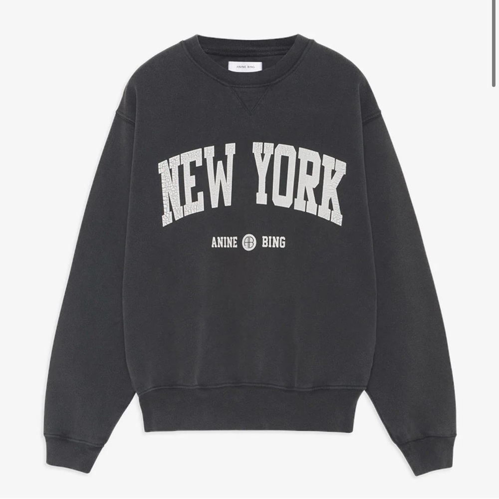 Anine Bing Ramona Sweatshirt in Washed Black SMALL - Picture 3 of 9